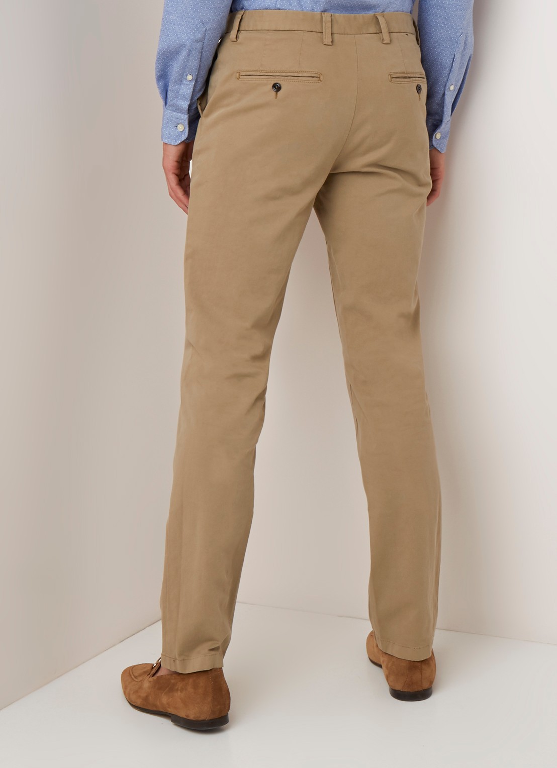 Profuomo Regular fit chino van katoen met stretch - achterkant 5 beige