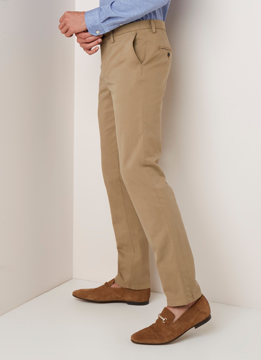 Profuomo Regular fit chino van katoen met stretch - detail 3 beige