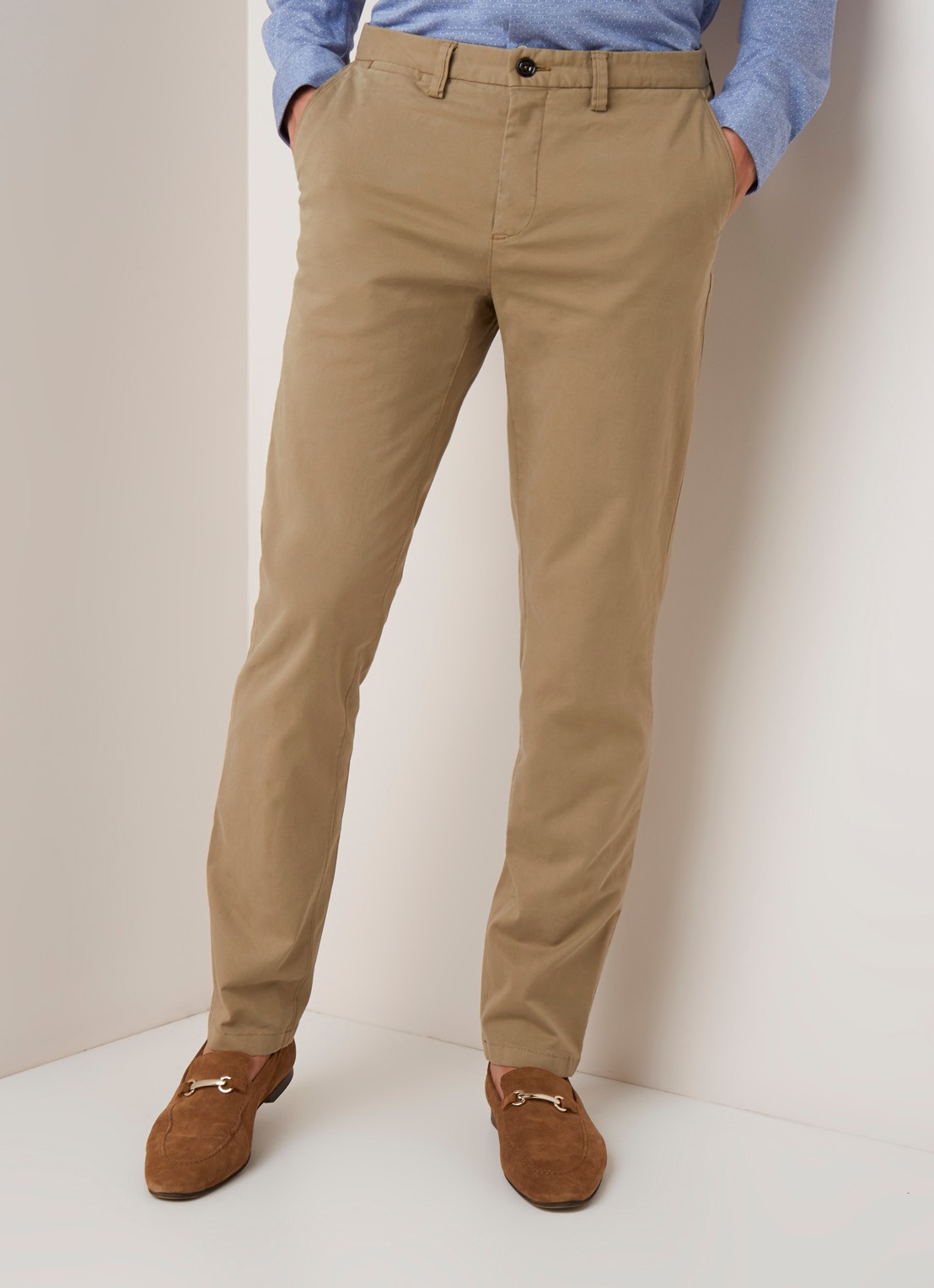 Profuomo Regular fit chino van katoen met stretch - detail 4 beige