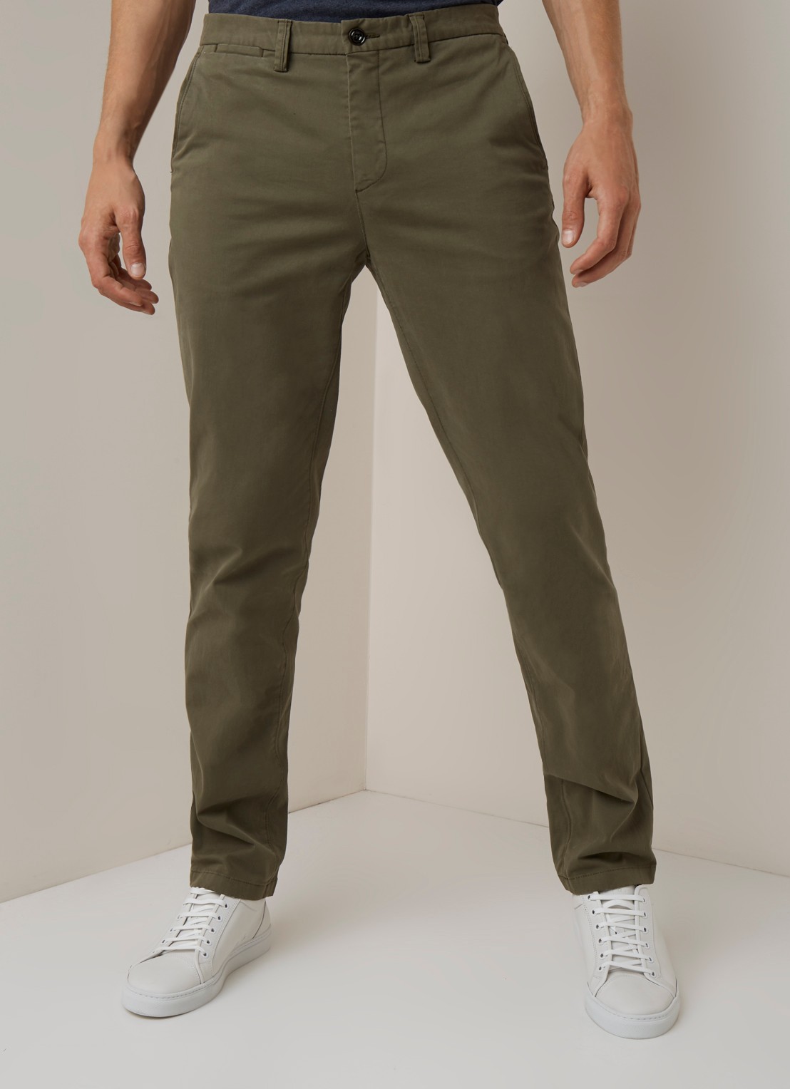 Profuomo Regular fit chino van katoen met stretch - detail 3 legergroen