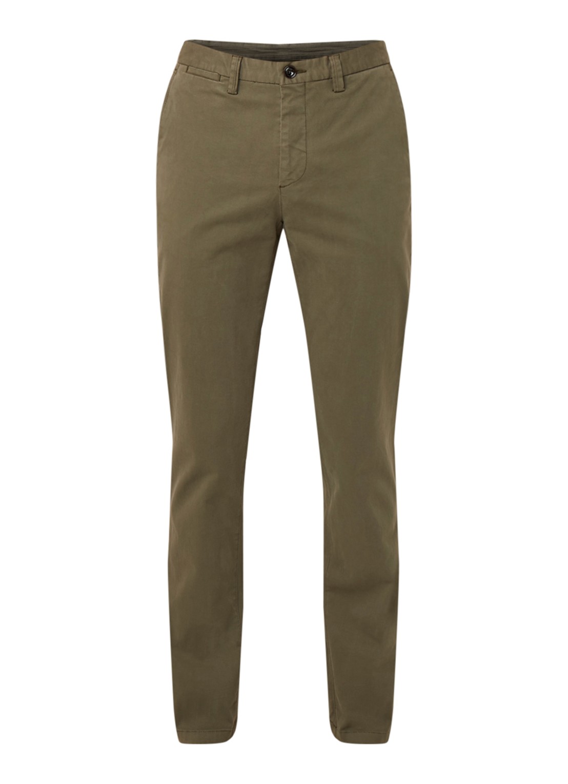 Profuomo Regular fit chino van katoen met stretch - voorkant 4 legergroen