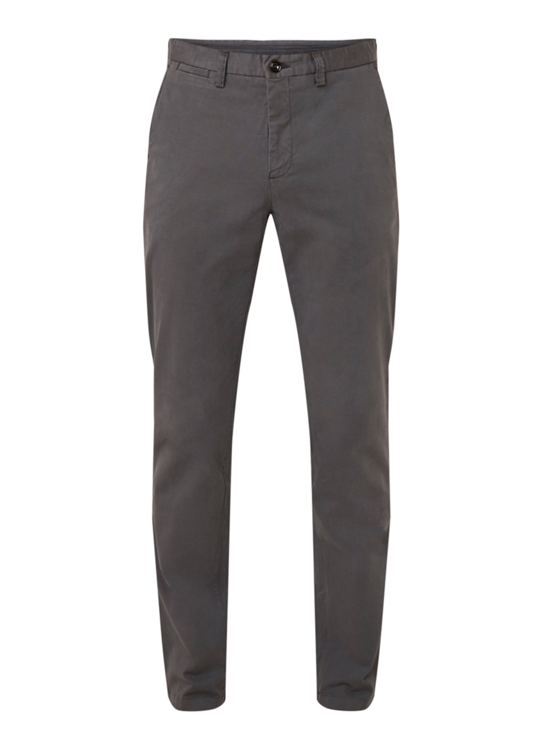 Profuomo Regular fit chino van katoen met stretch - voorkant 4 middengrijs