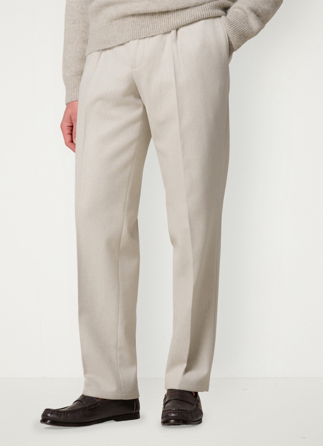 Profuomo Regular fit chino van wol - detail beige