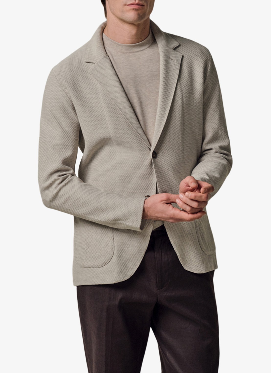 Profuomo Regular fit colbert met structuur - detail gebroken wit