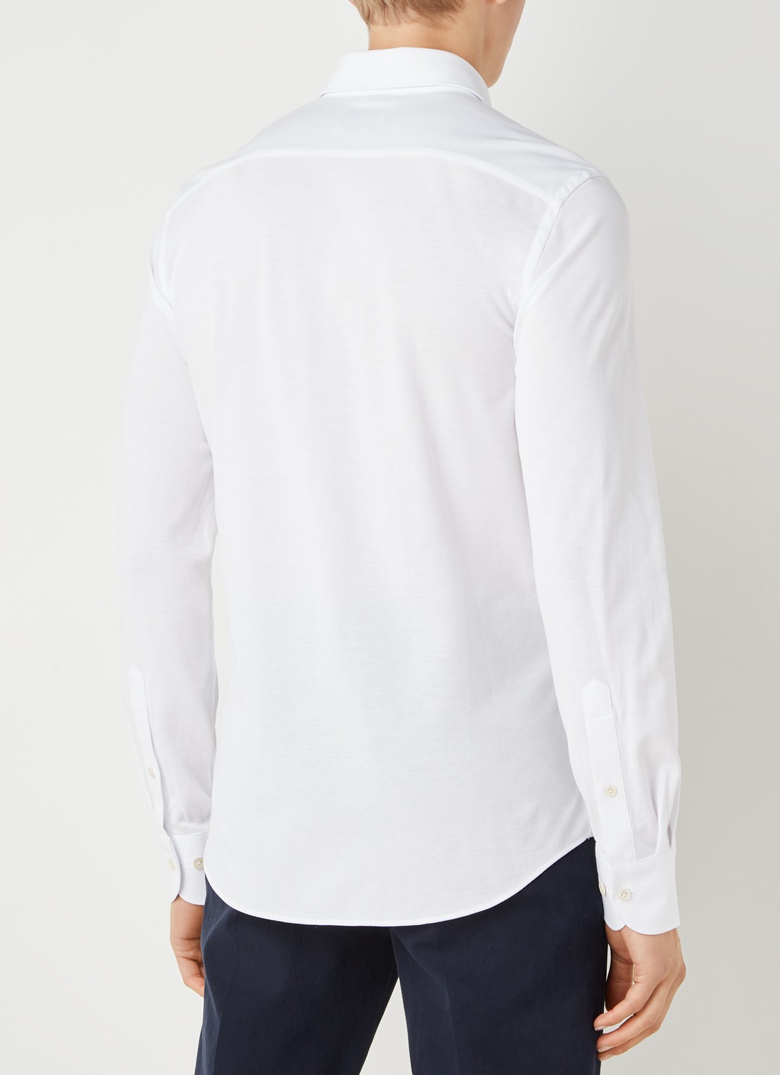 Profuomo Regular fit knitted overhemd met cut away kraag - achterkant wit