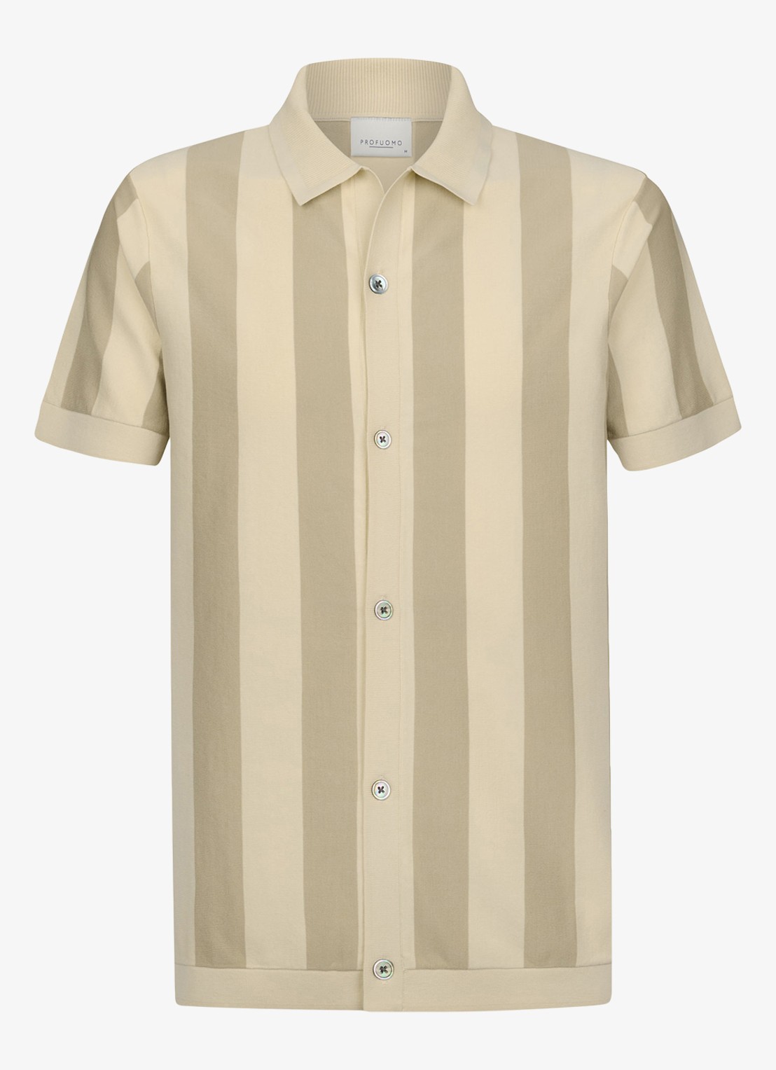 Profuomo Regular fit overhemd in zijdeblend - voorkant beige