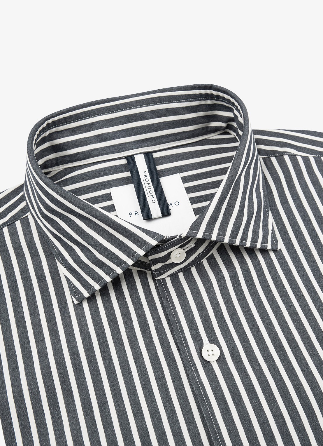 Profuomo Regular fit overhemd met streepprint - detail 2 donkerblauw