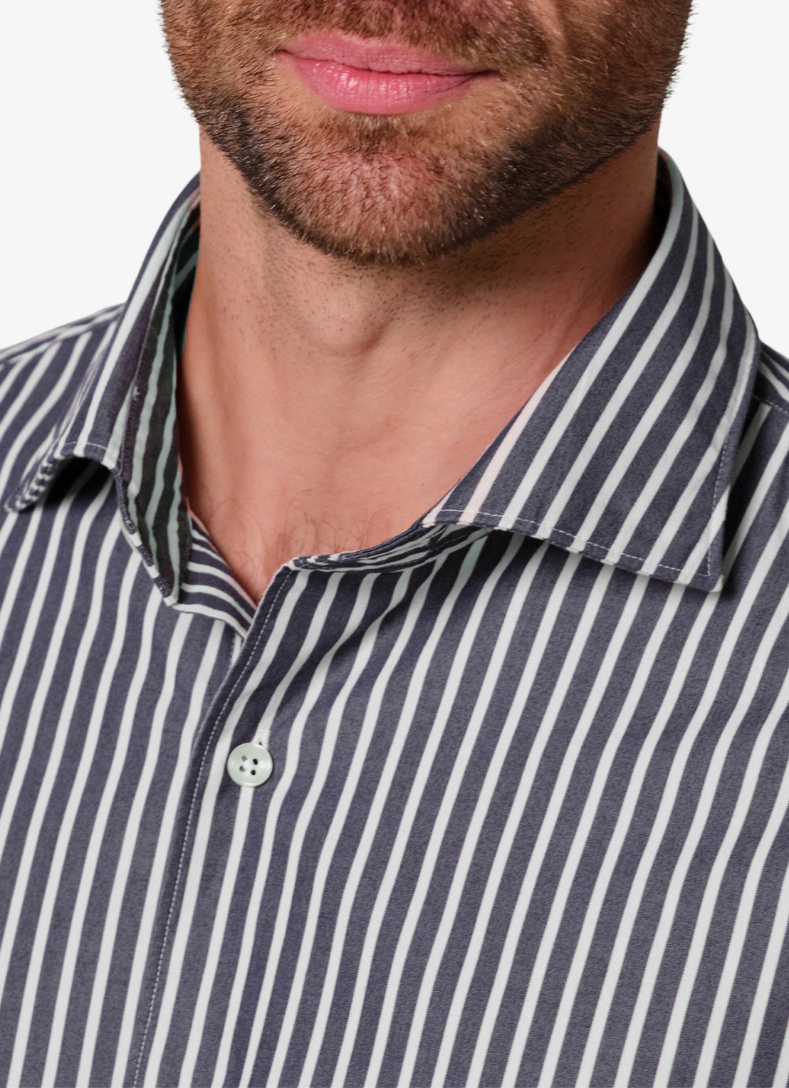 Profuomo Regular fit overhemd met streepprint - detail 3 donkerblauw