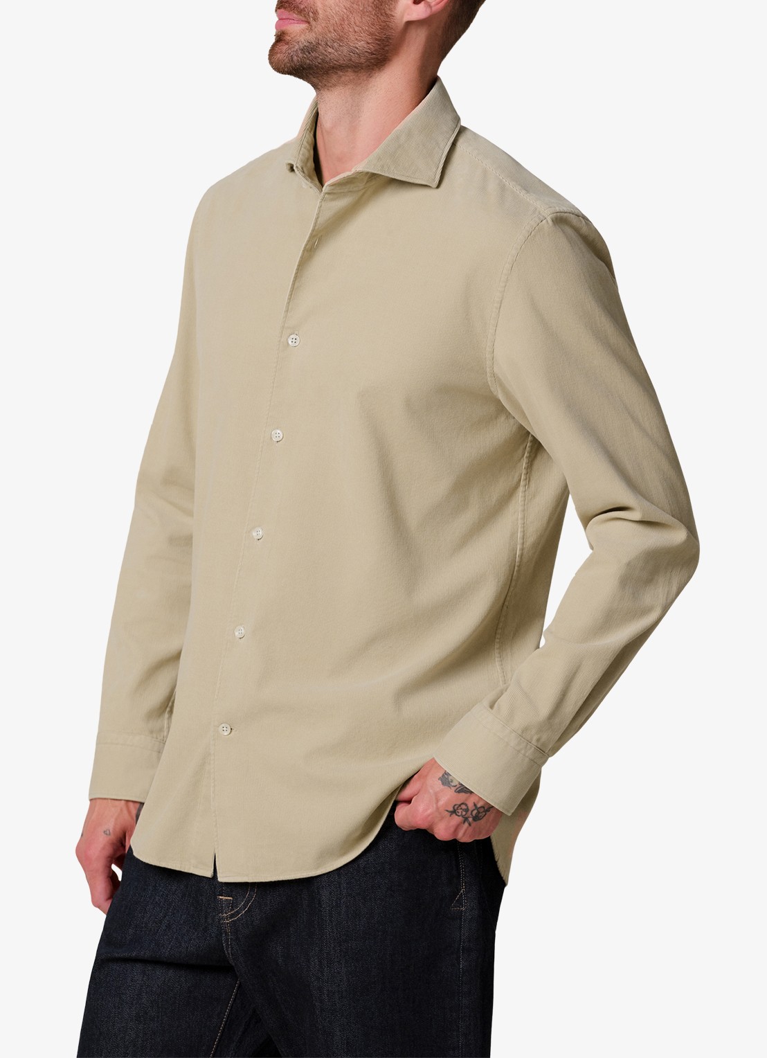Profuomo Regular fit overhemd van corduroy - detail 2 camel