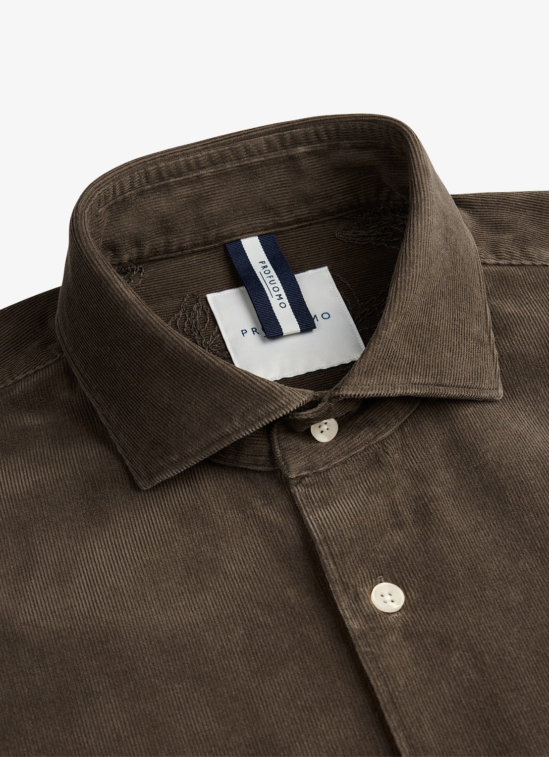 Profuomo Regular fit overhemd van corduroy - detail 3 bruin