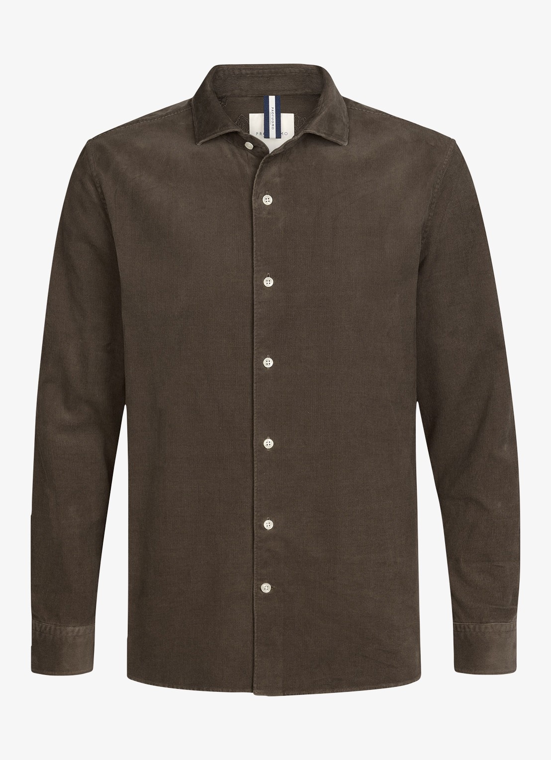 Profuomo Regular fit overhemd van corduroy - voorkant 5 bruin