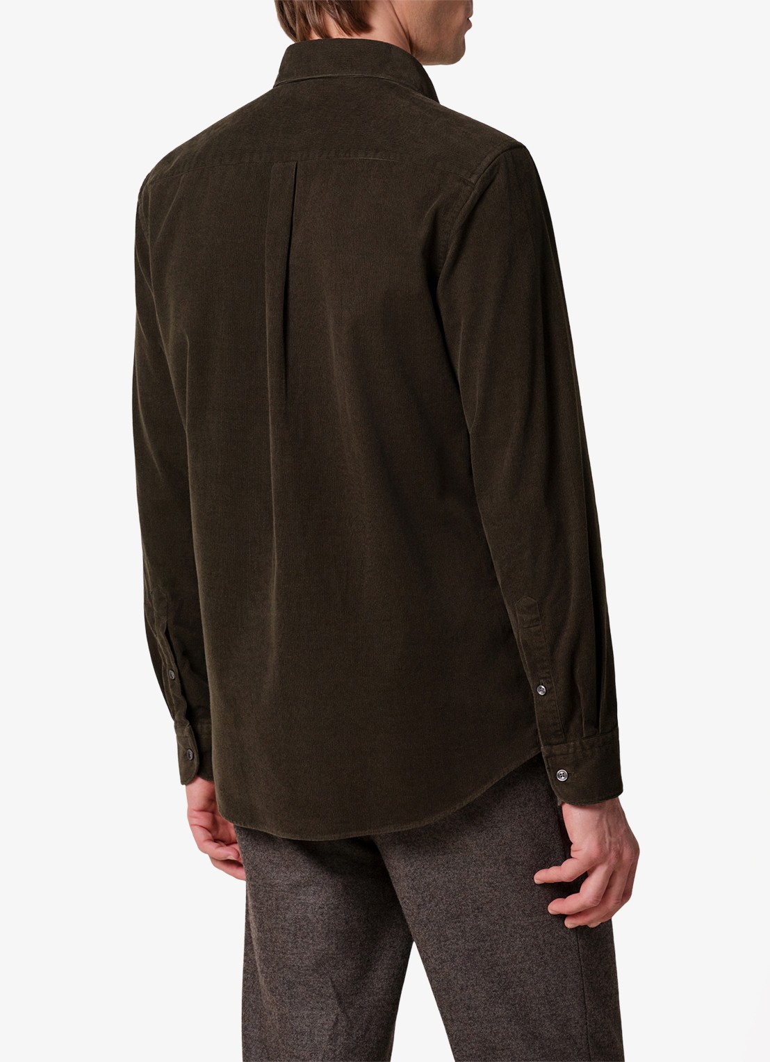 Profuomo Regular fit overhemd van corduroy - achterkant groen