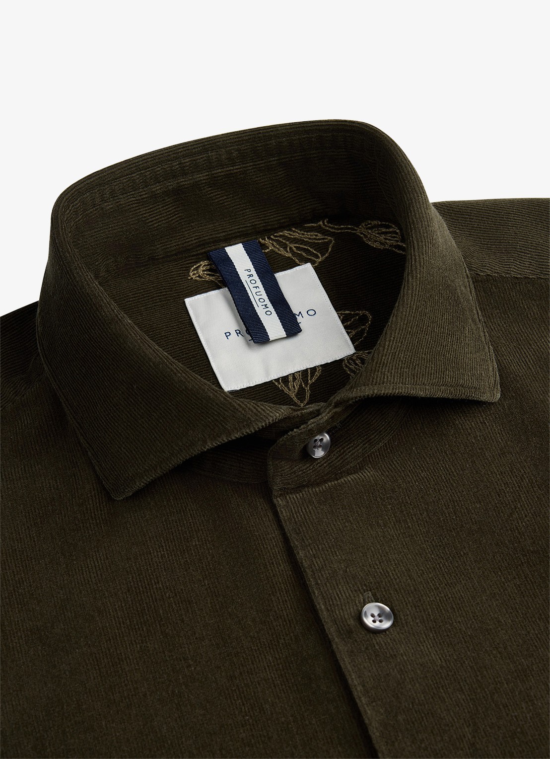 Profuomo Regular fit overhemd van corduroy - detail 3 groen