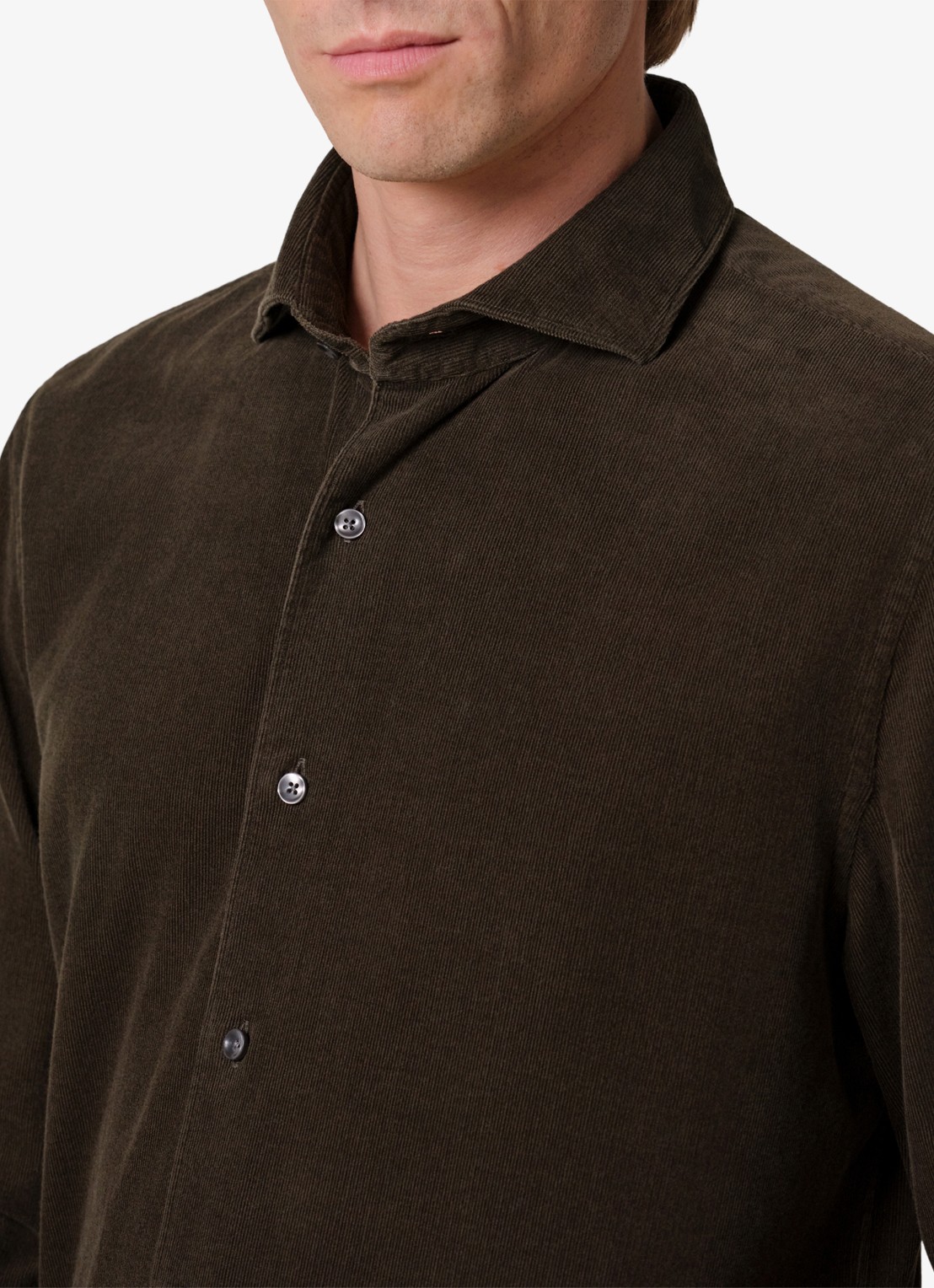 Profuomo Regular fit overhemd van corduroy - detail 4 groen