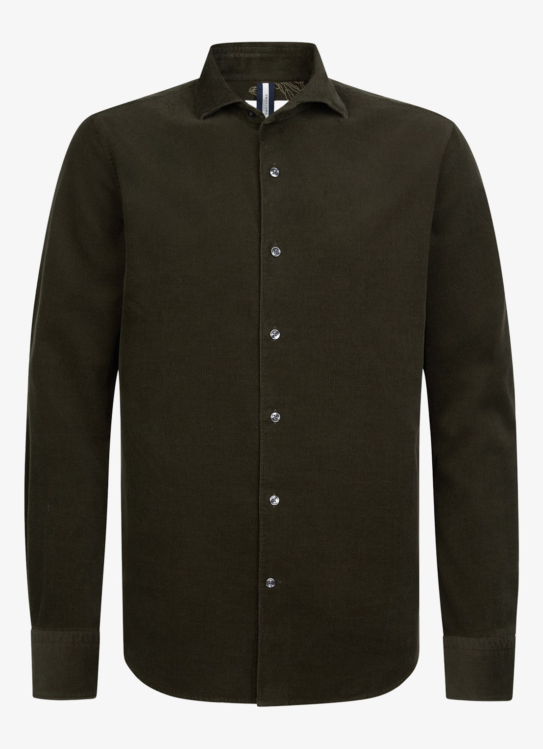 Profuomo Regular fit overhemd van corduroy - voorkant 5 groen
