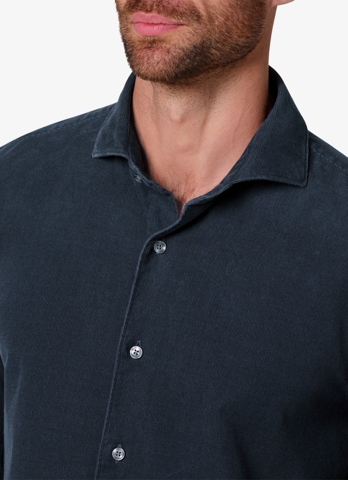 Profuomo Regular fit overhemd van corduroy - detail 6 donkerblauw