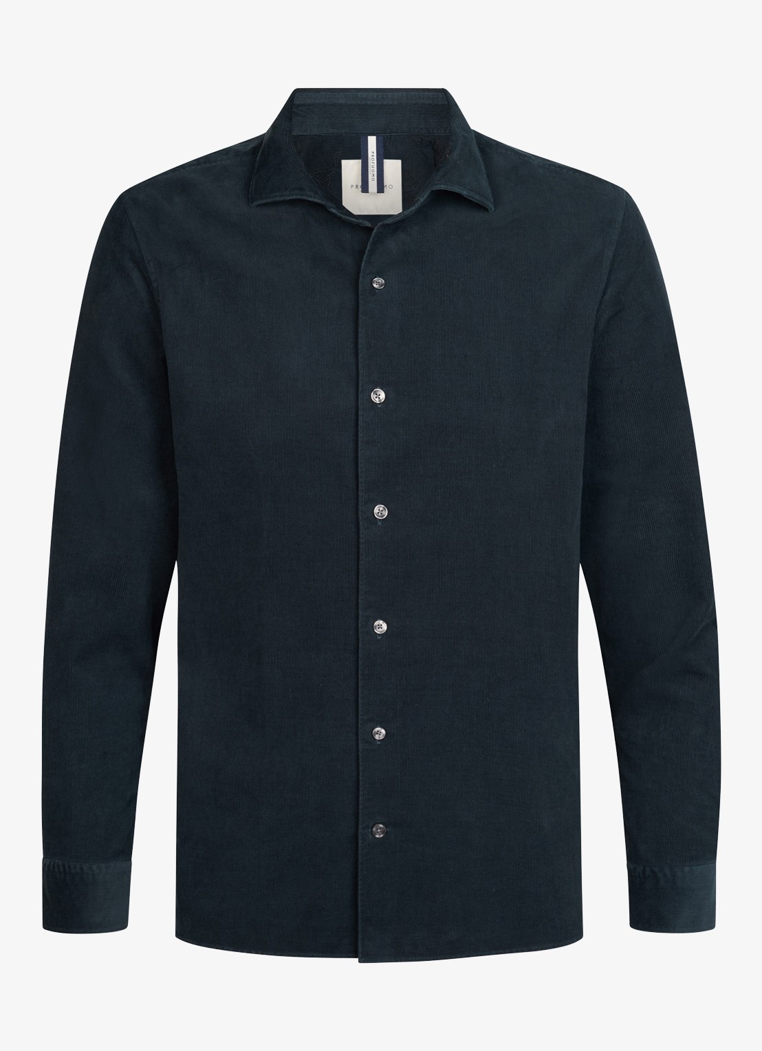 Profuomo Regular fit overhemd van corduroy - voorkant donkerblauw