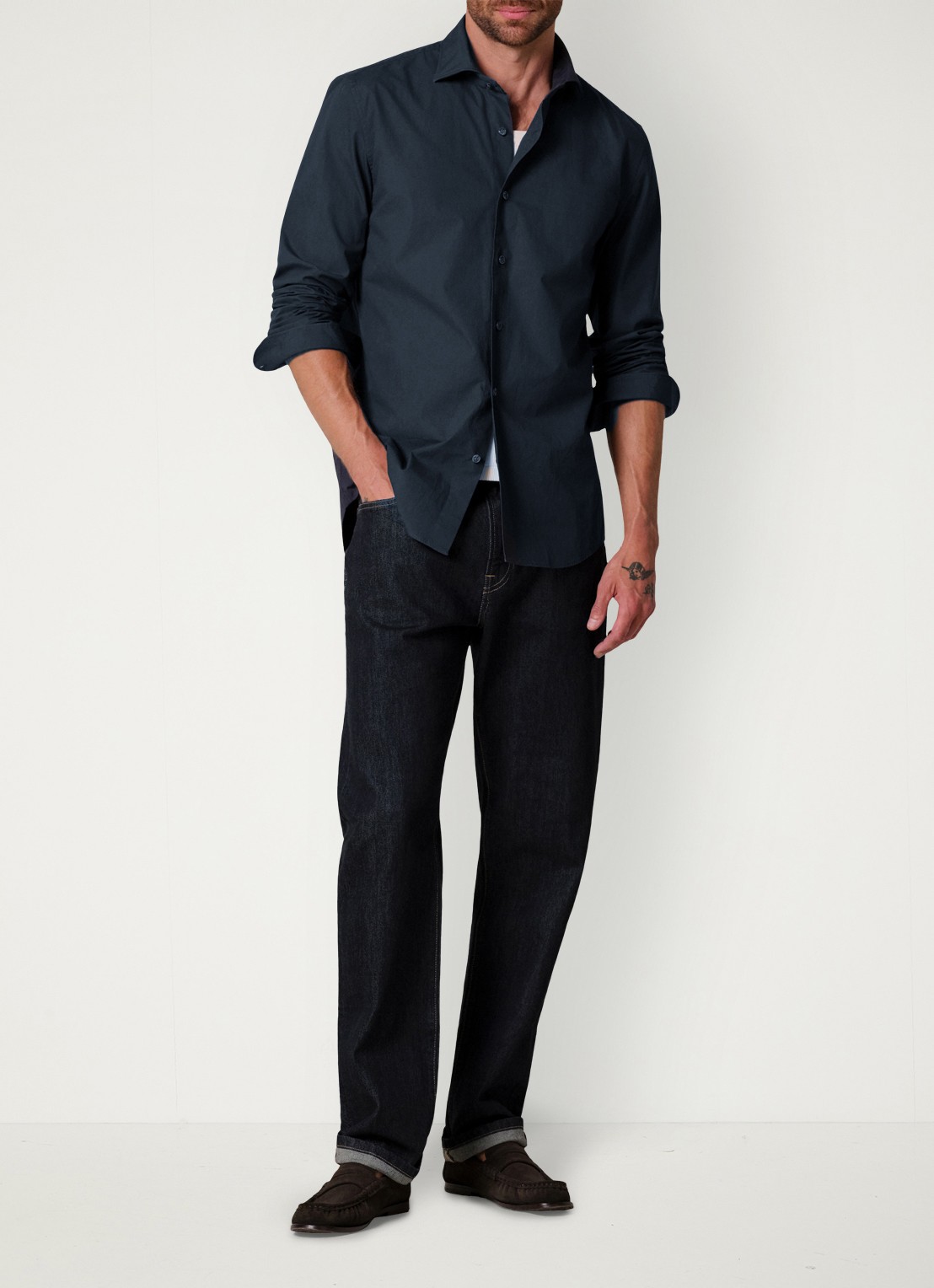 Profuomo Regular fit overhemd - voorkant 5 donkerblauw