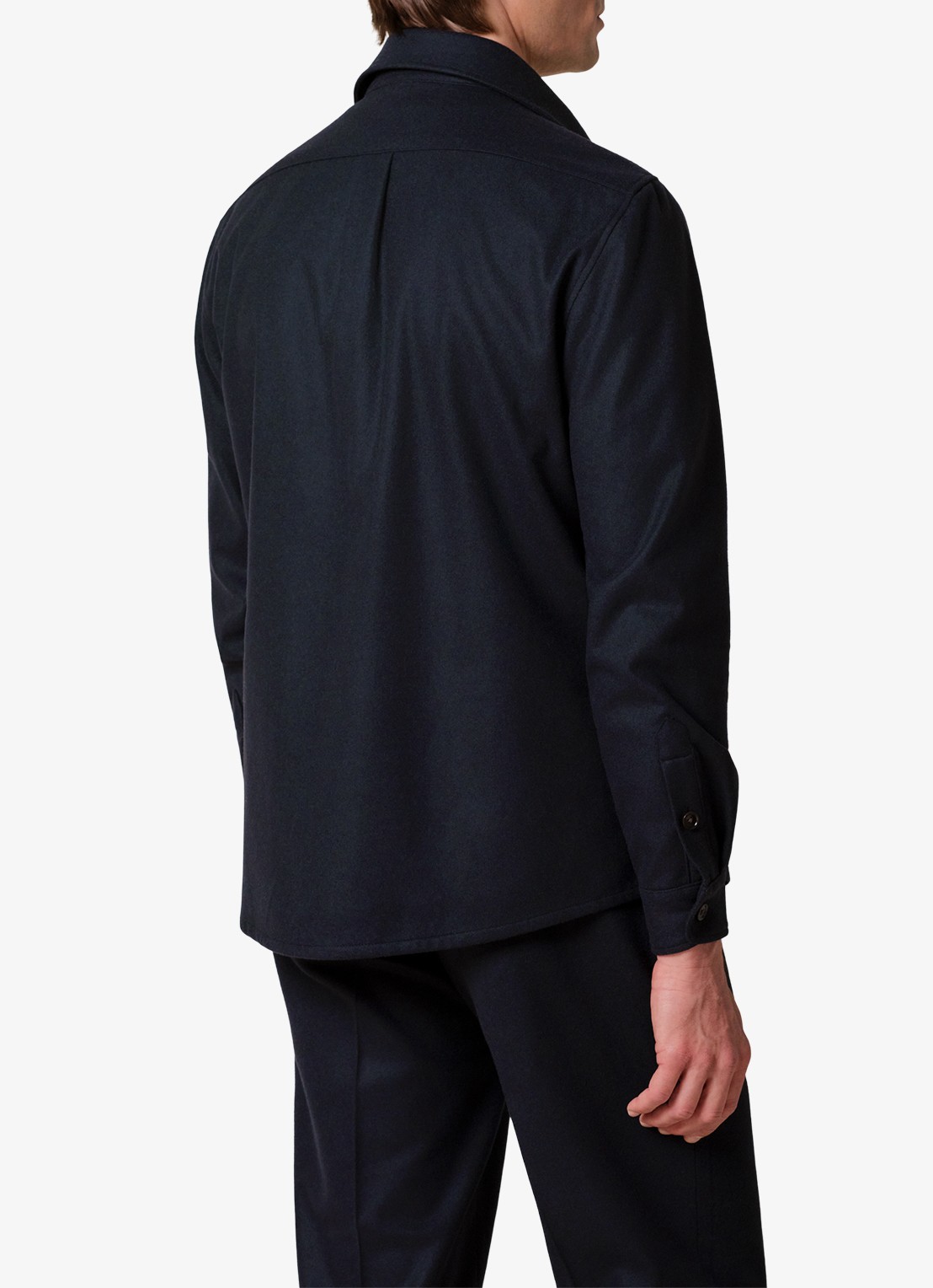 Profuomo Regular fit overshirt in kasjmierblend met borstzak - achterkant 3 donkerblauw