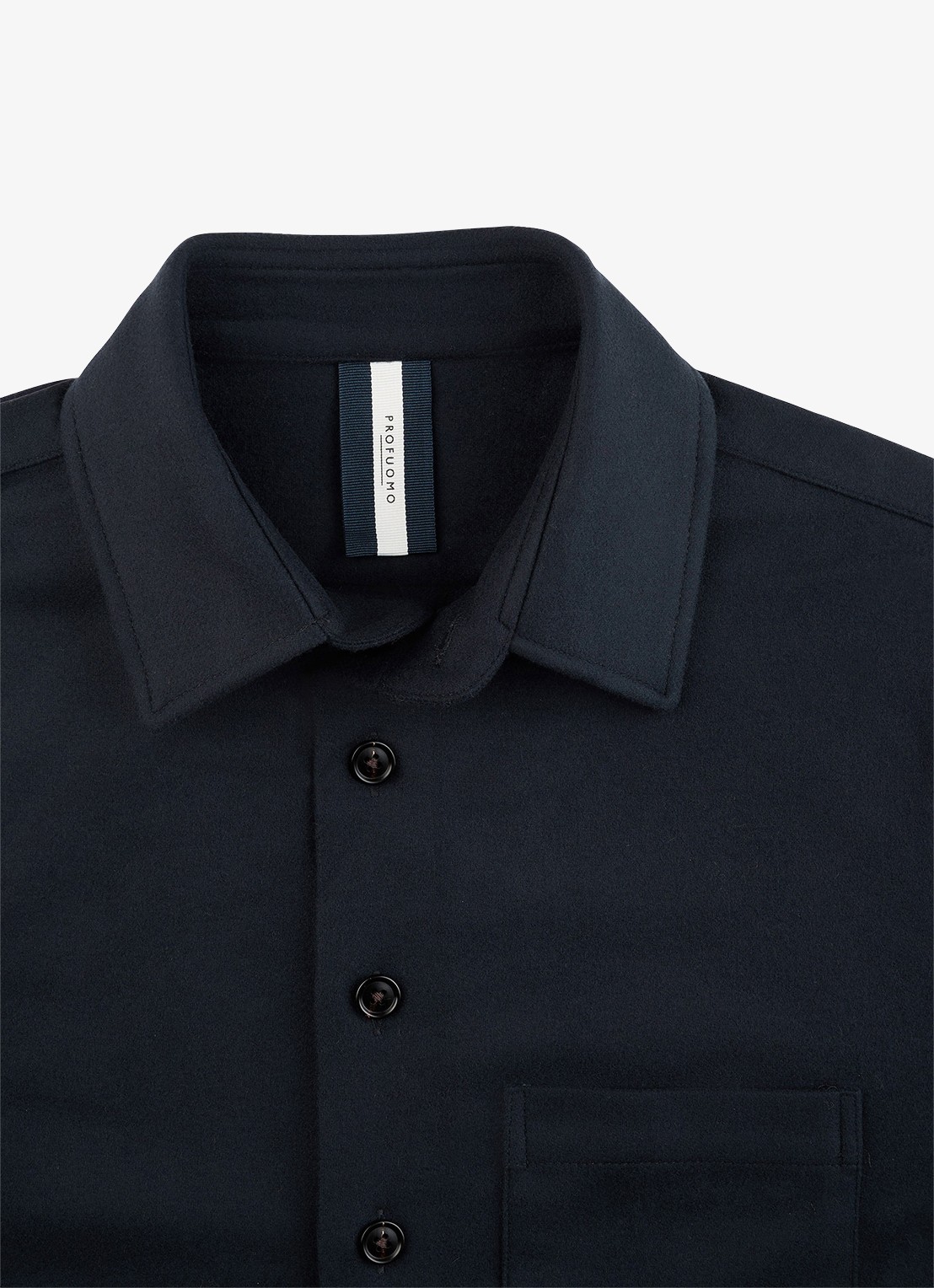 Profuomo Regular fit overshirt in kasjmierblend met borstzak - detail 5 donkerblauw