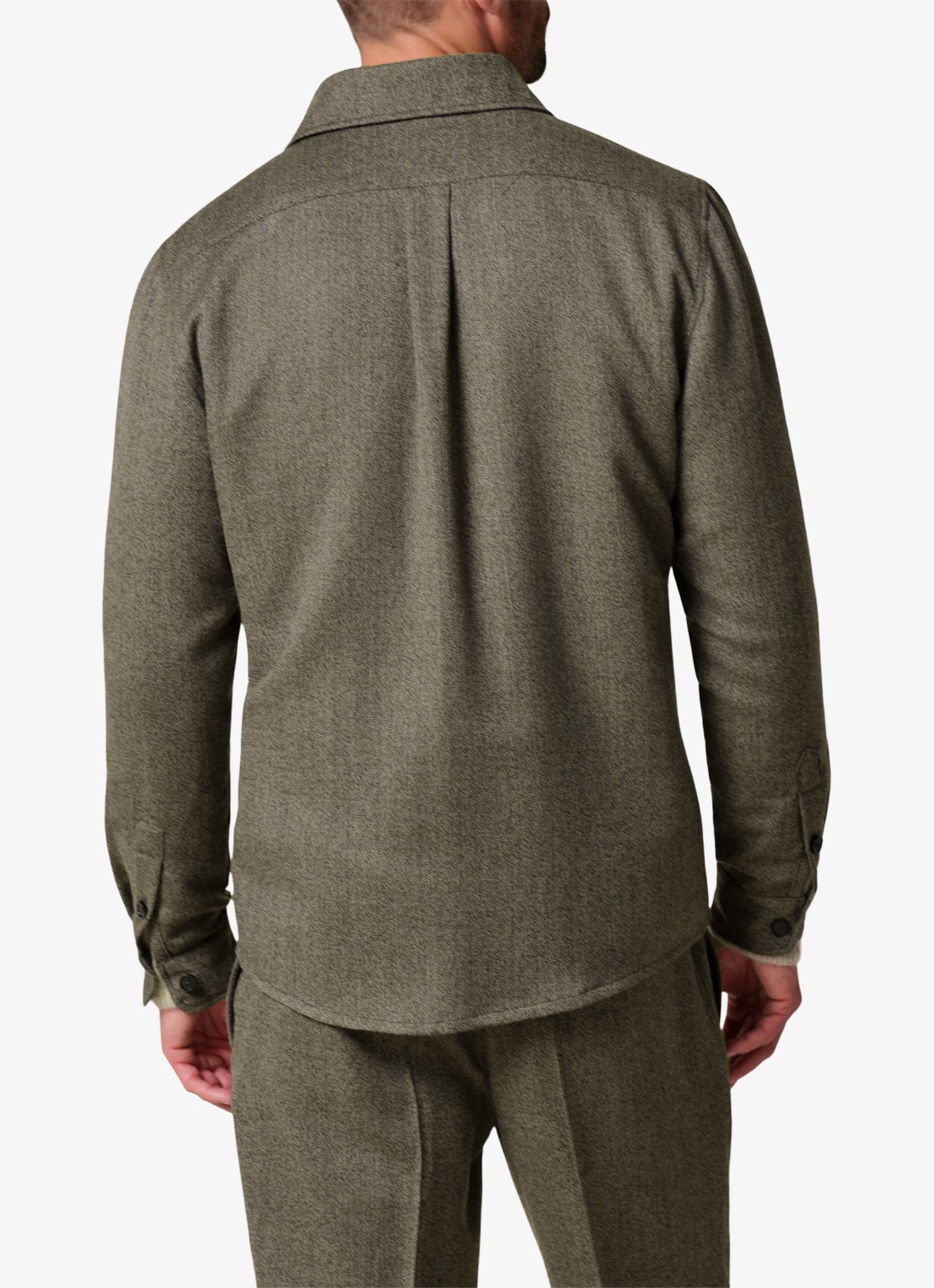 Profuomo Regular fit overshirt in kasjmierblend met borstzak - achterkant 3 bruin
