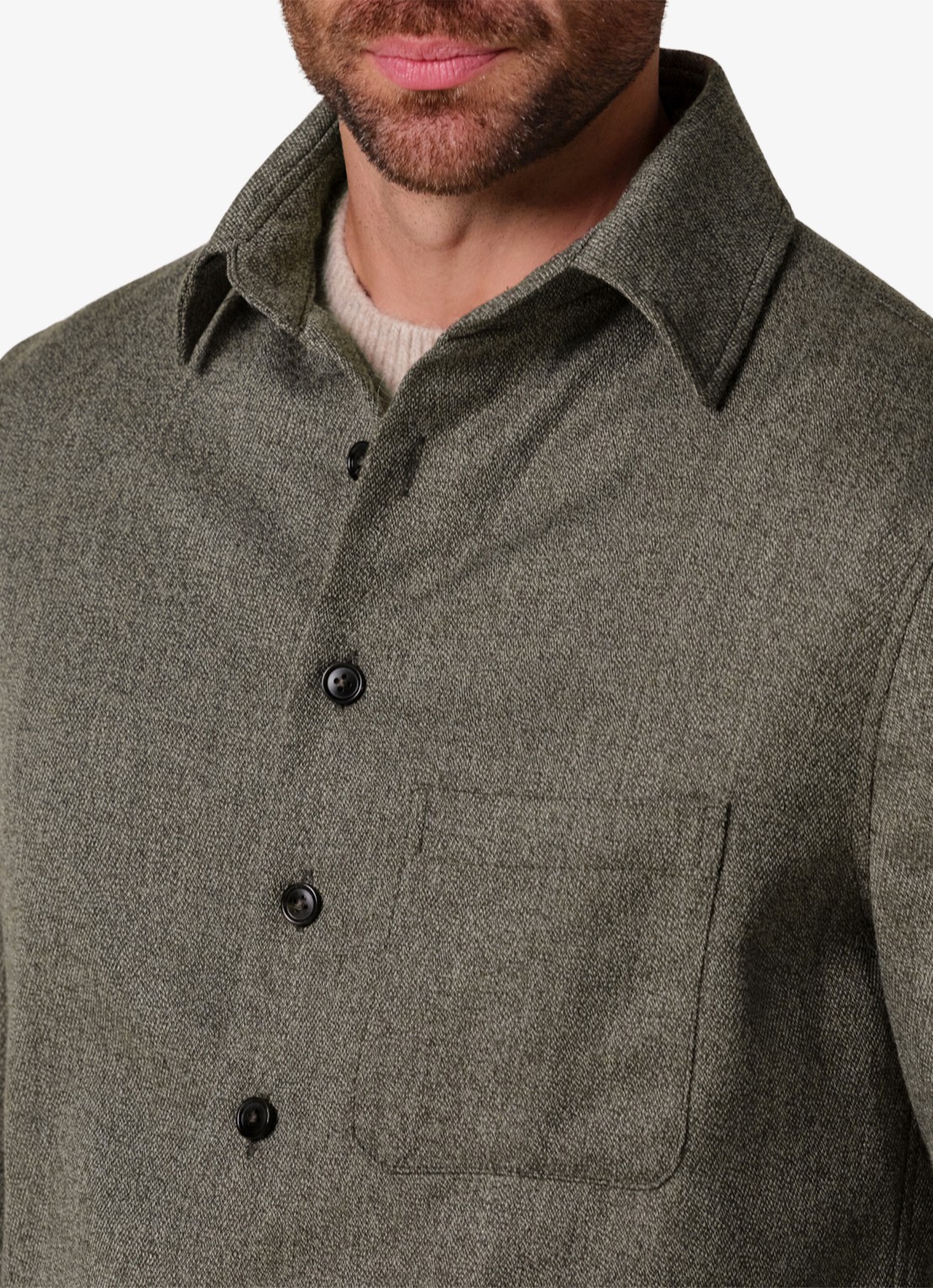 Profuomo Regular fit overshirt in kasjmierblend met borstzak - detail 5 bruin