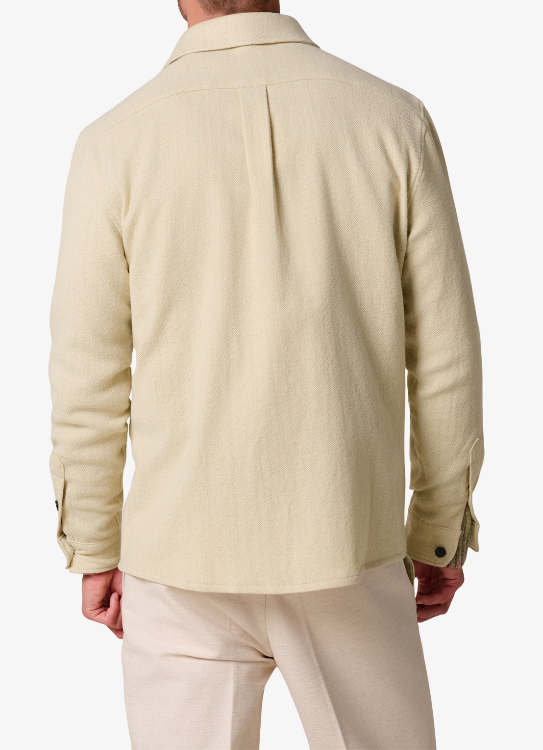 Profuomo Regular fit overshirt in wolblend met borstzak - achterkant zand