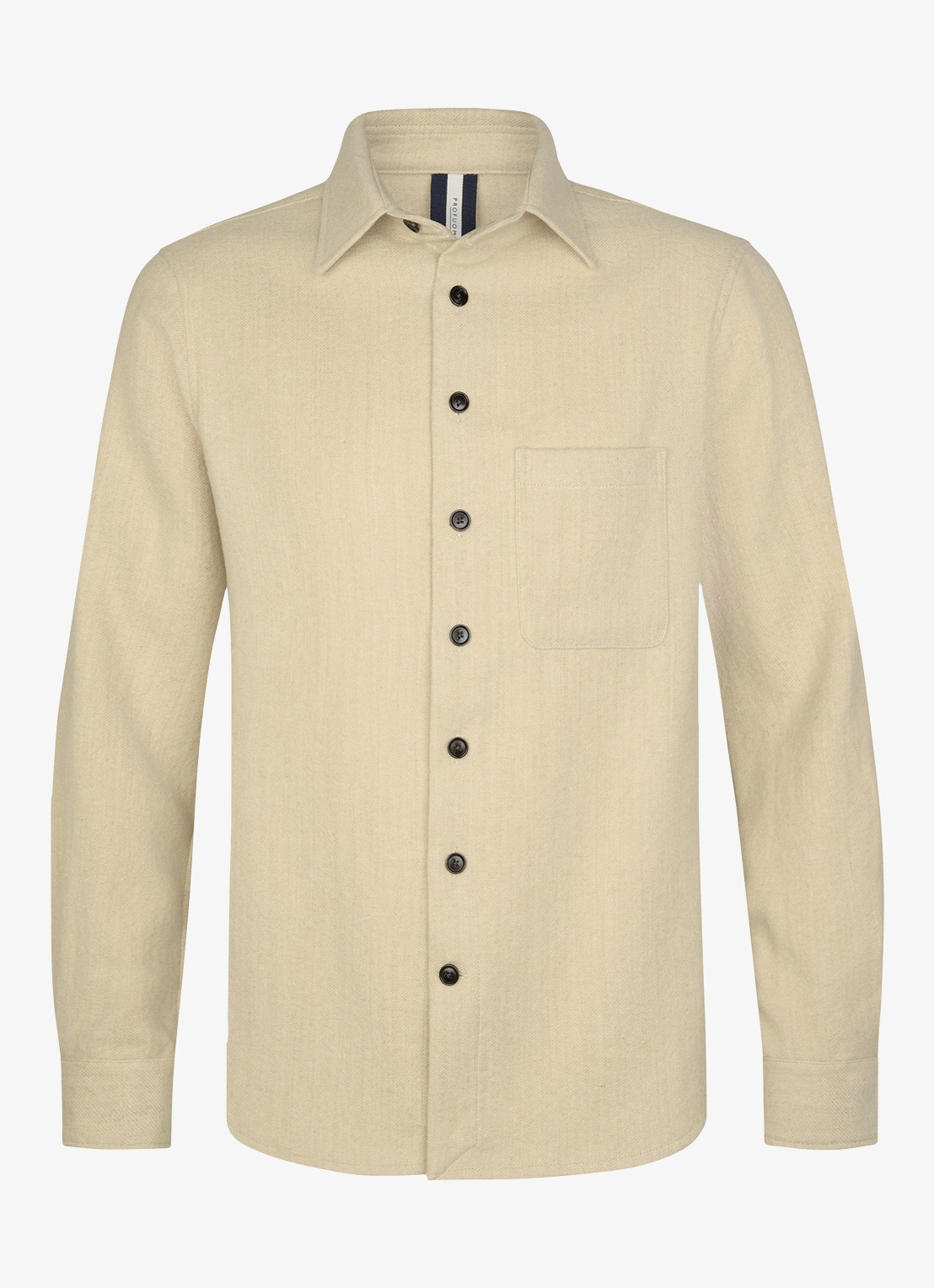 Profuomo Regular fit overshirt in wolblend met borstzak - voorkant 5 zand