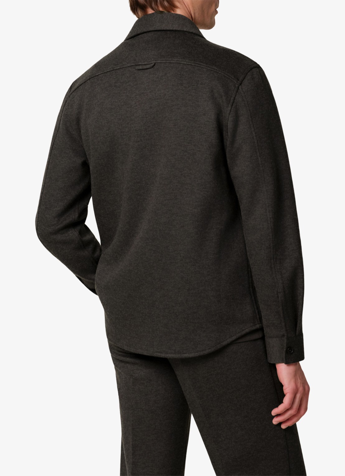 Profuomo Regular fit overshirt in wolblend met klepzakken - achterkant donkerbruin