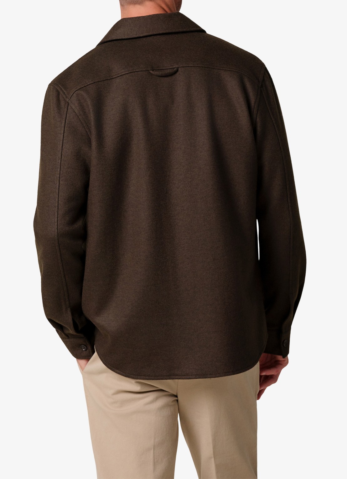 Profuomo Regular fit overshirt in wolblend met klepzakken - achterkant groen