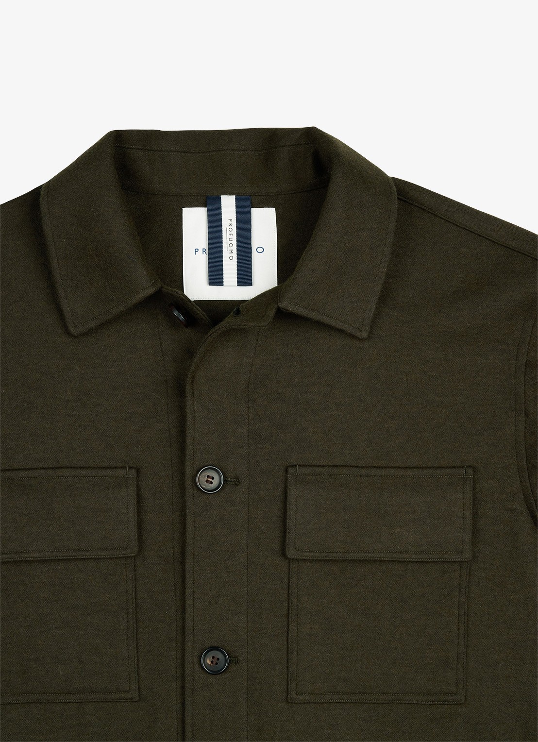 Profuomo Regular fit overshirt in wolblend met klepzakken - detail 3 groen