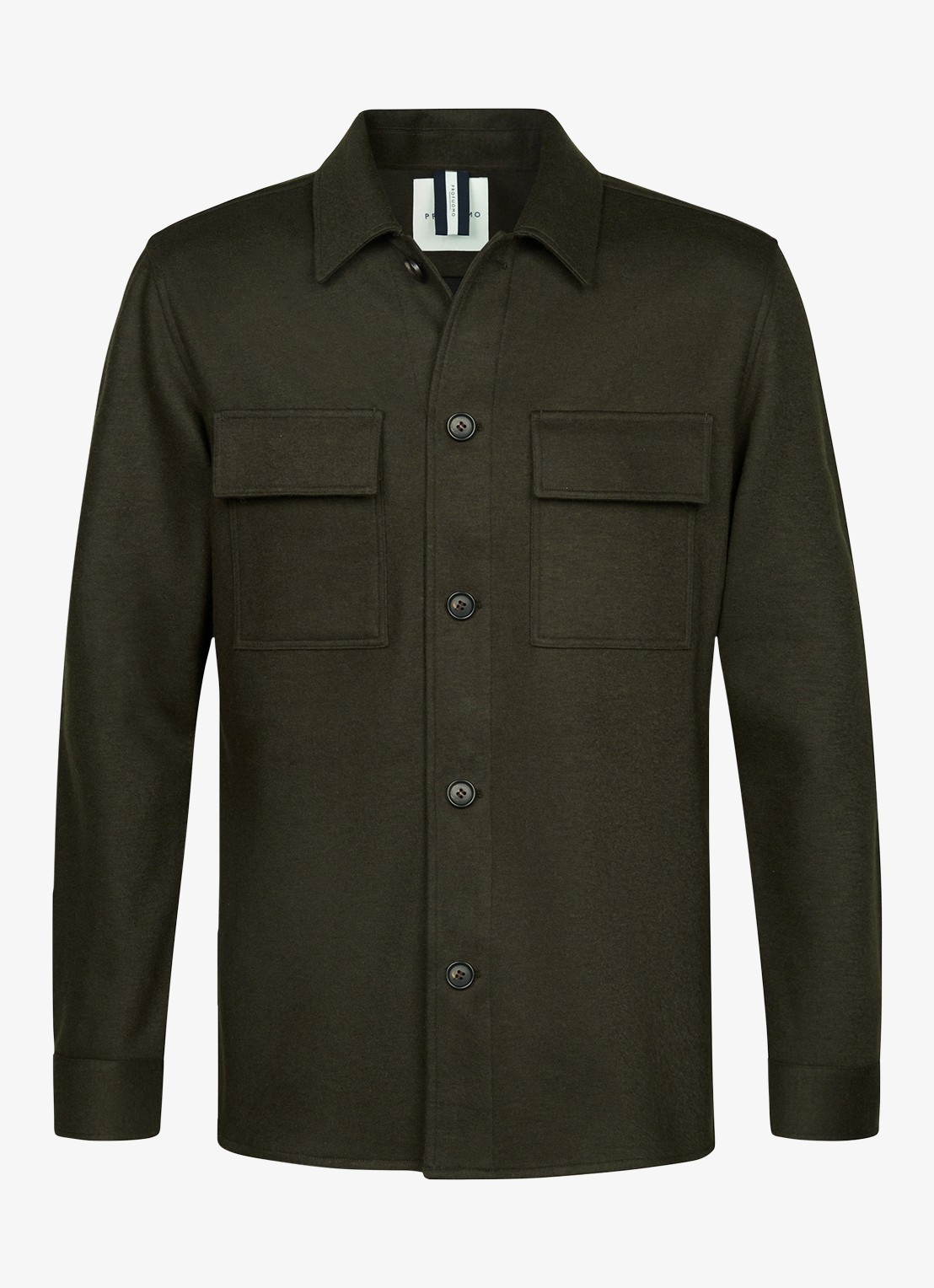 Profuomo Regular fit overshirt in wolblend met klepzakken - voorkant 5 groen