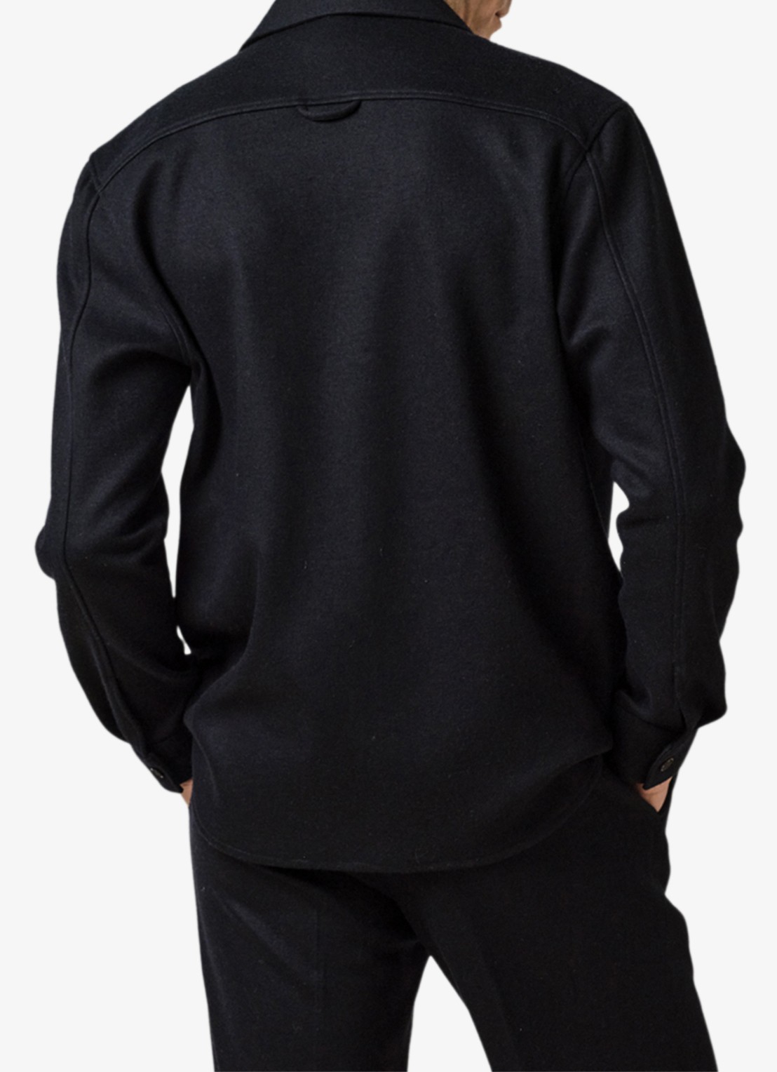 Profuomo Regular fit overshirt in wolblend met klepzakken - achterkant 2 donkerblauw