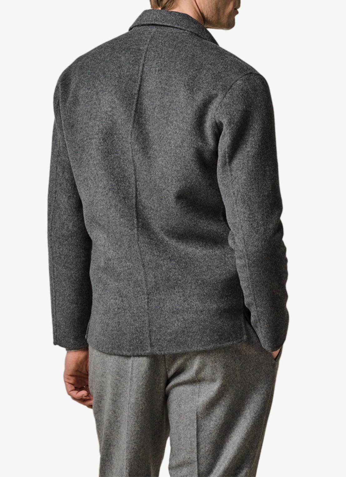 Profuomo Regular fit overshirt in wolblend - achterkant 7 lichtgrijs