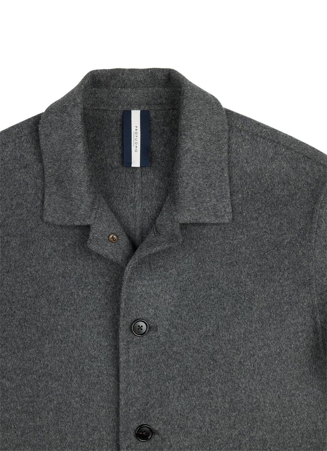 Profuomo Regular fit overshirt in wolblend - detail 5 lichtgrijs