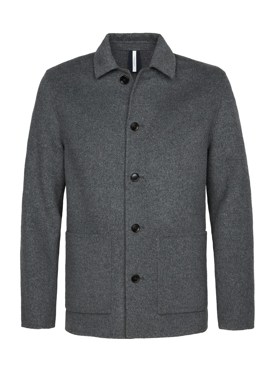Profuomo Regular fit overshirt in wolblend - voorkant lichtgrijs