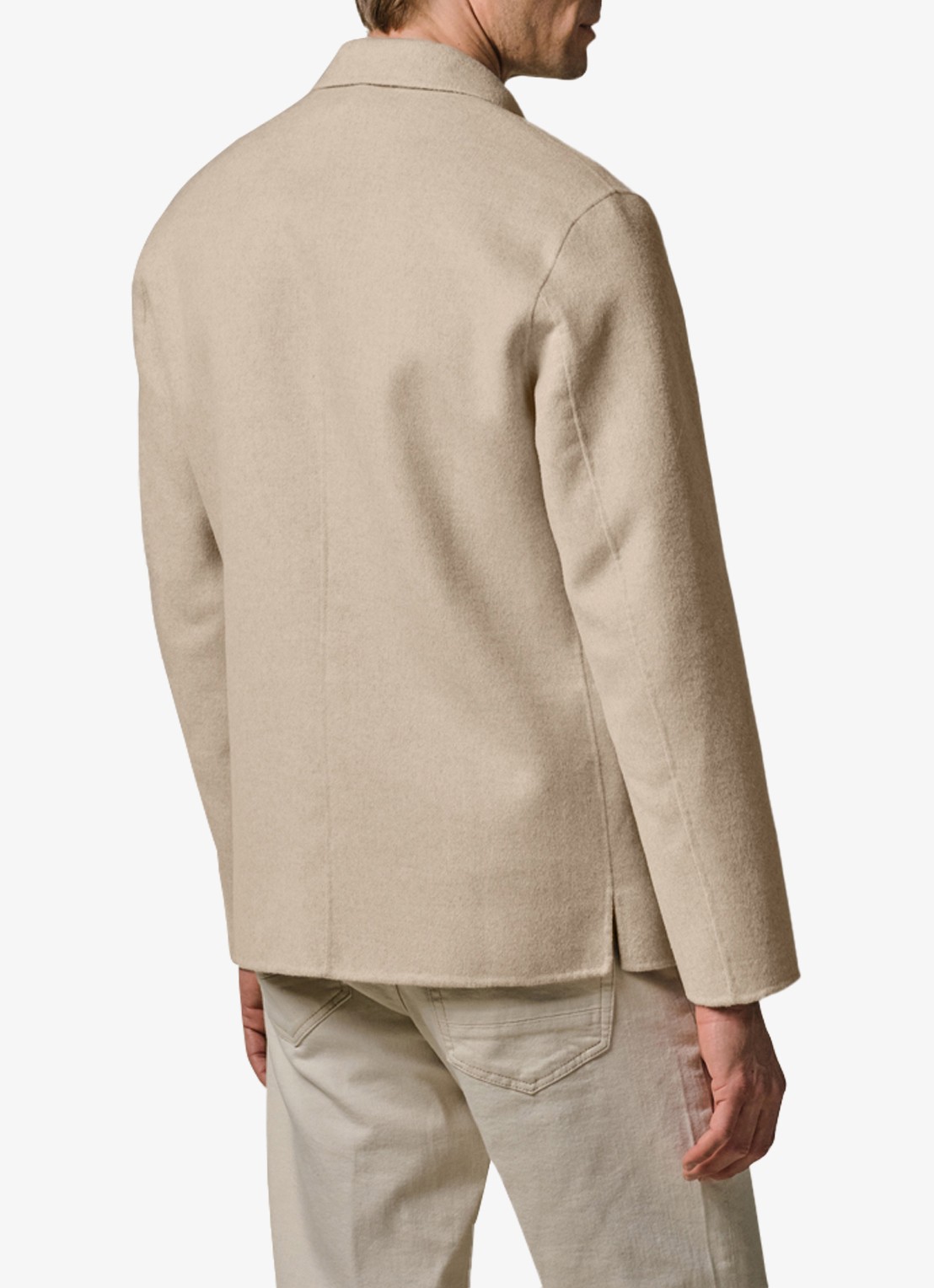 Profuomo Regular fit overshirt in wolblend - achterkant 7 zand