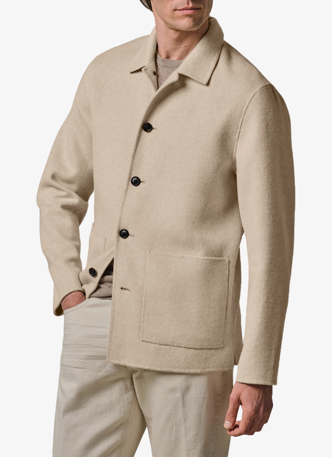 Profuomo Regular fit overshirt in wolblend - detail 3 zand