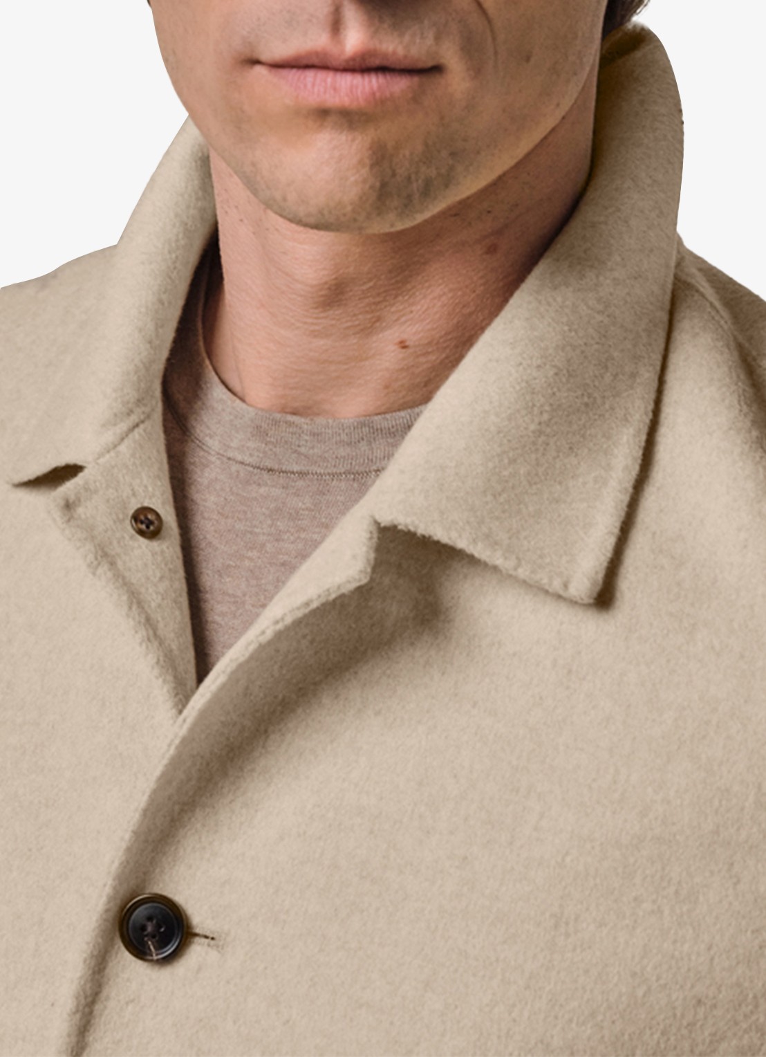Profuomo Regular fit overshirt in wolblend - detail 5 zand