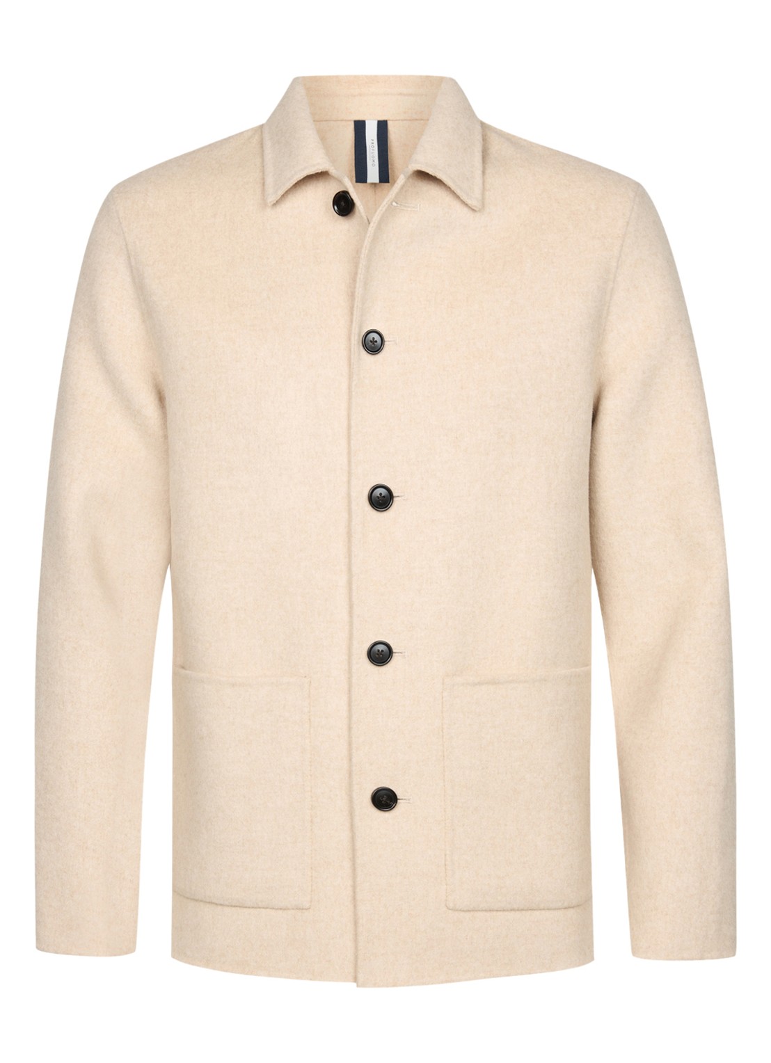 Profuomo Regular fit overshirt in wolblend - voorkant zand