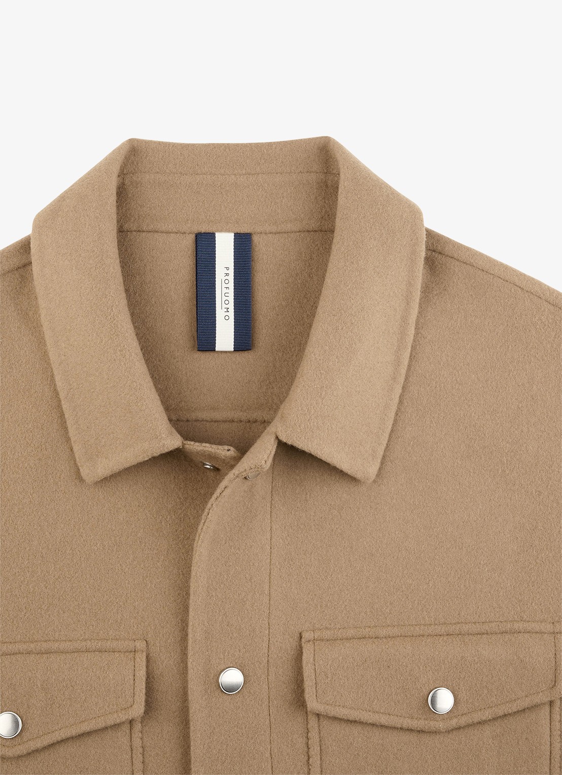Profuomo Regular fit overshirt in wolblend - detail 4 camel