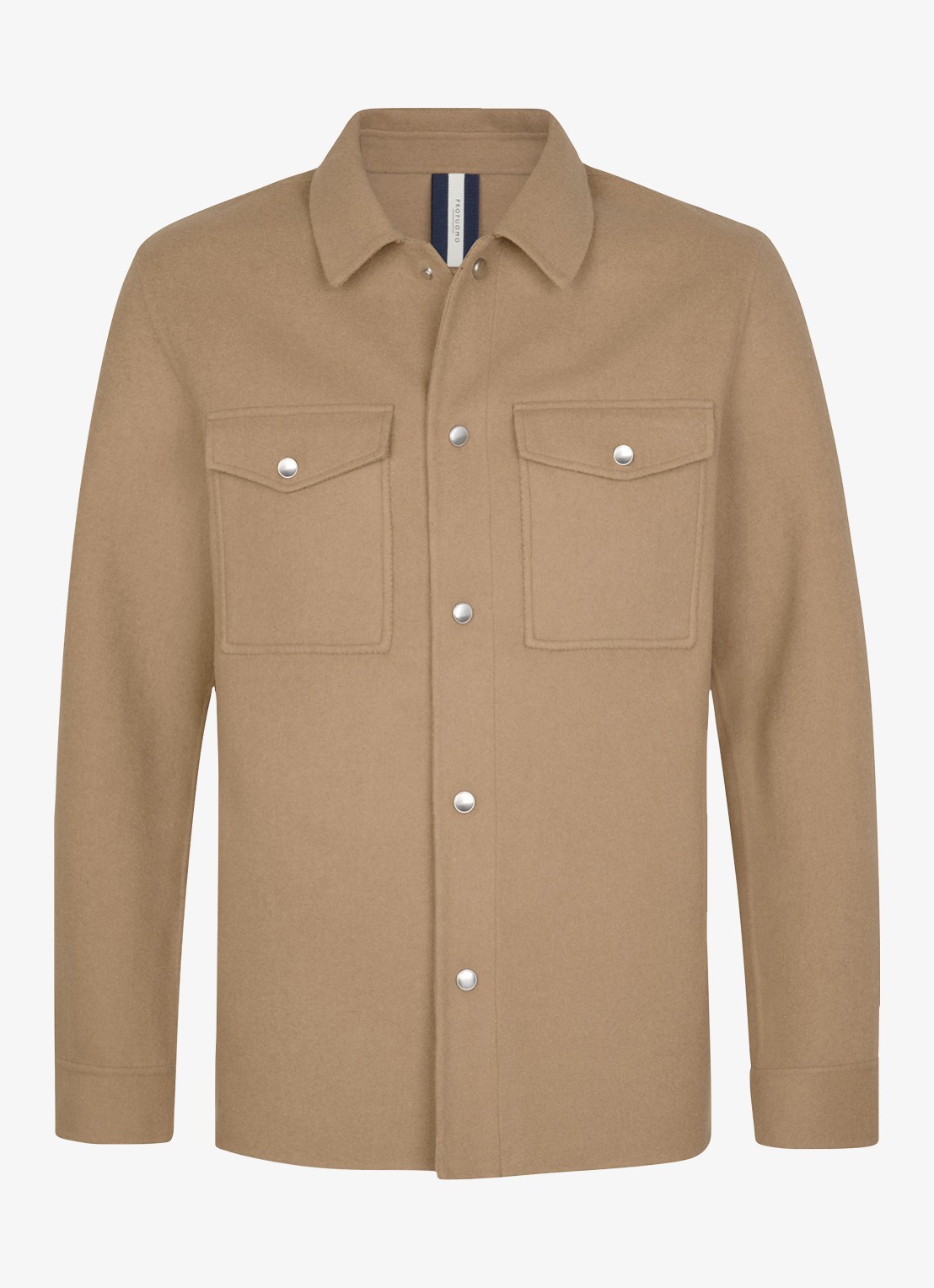 Profuomo Regular fit overshirt in wolblend - voorkant camel