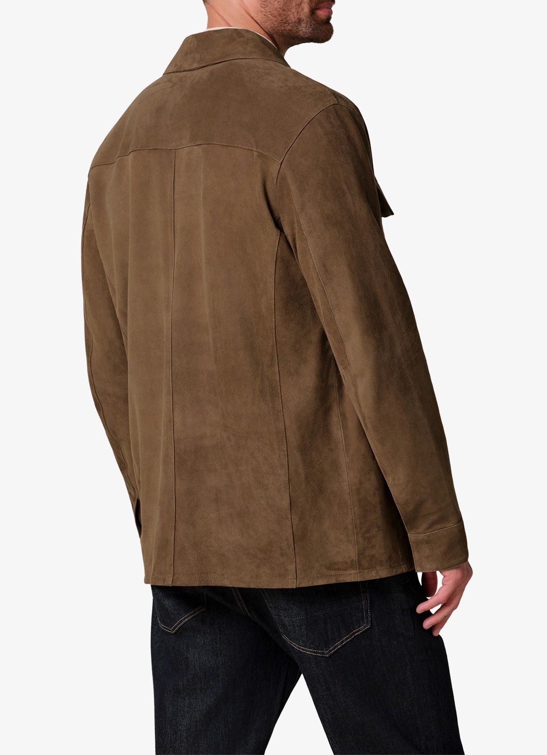Profuomo Regular fit overshirt van suède - achterkant bruin