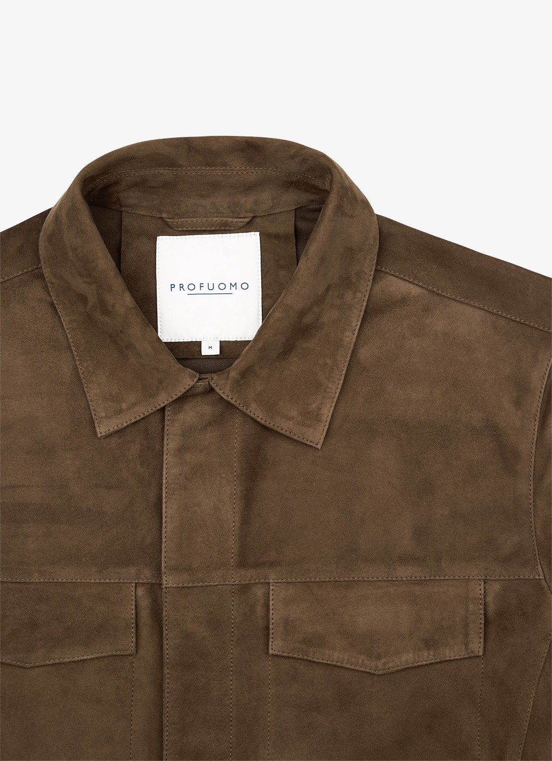 Profuomo Regular fit overshirt van suède - detail 4 bruin