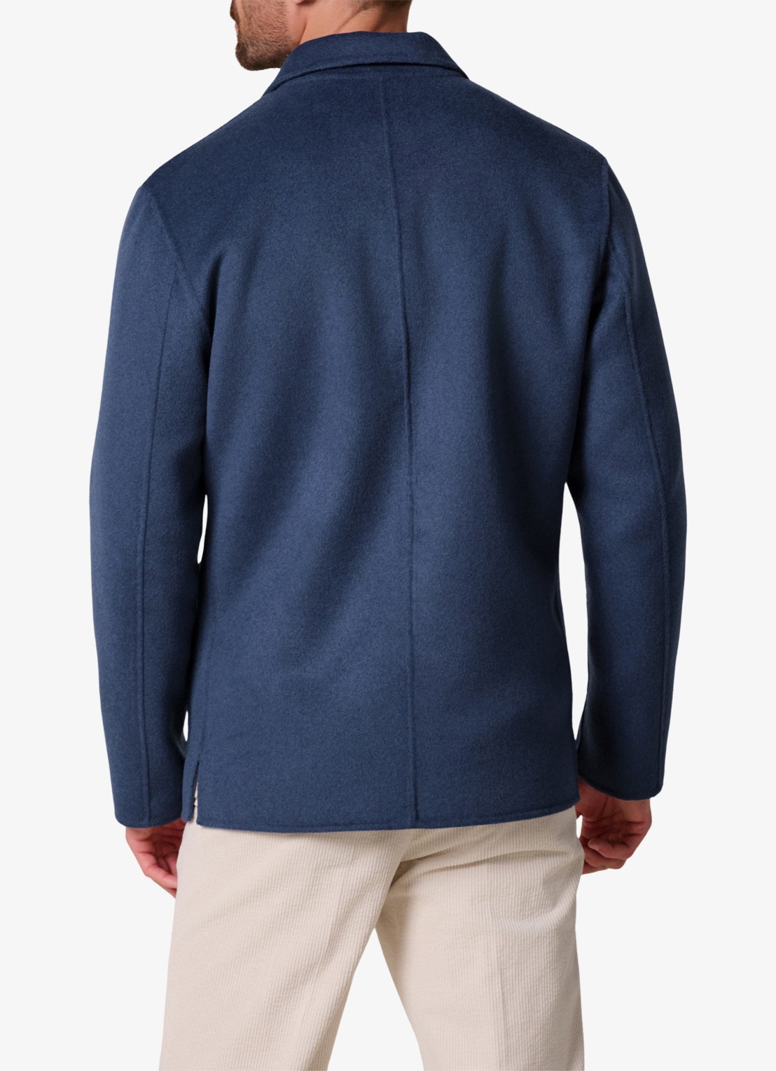 Profuomo Regular fit overshirt van wol met opgestike zakken - achterkant blauw