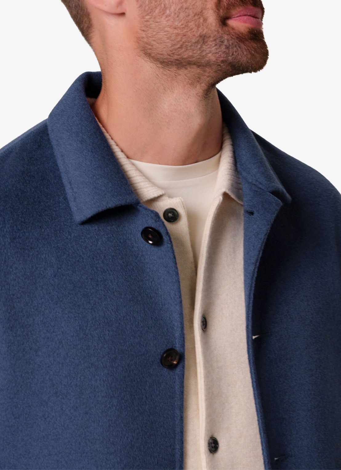 Profuomo Regular fit overshirt van wol met opgestike zakken - detail 6 blauw