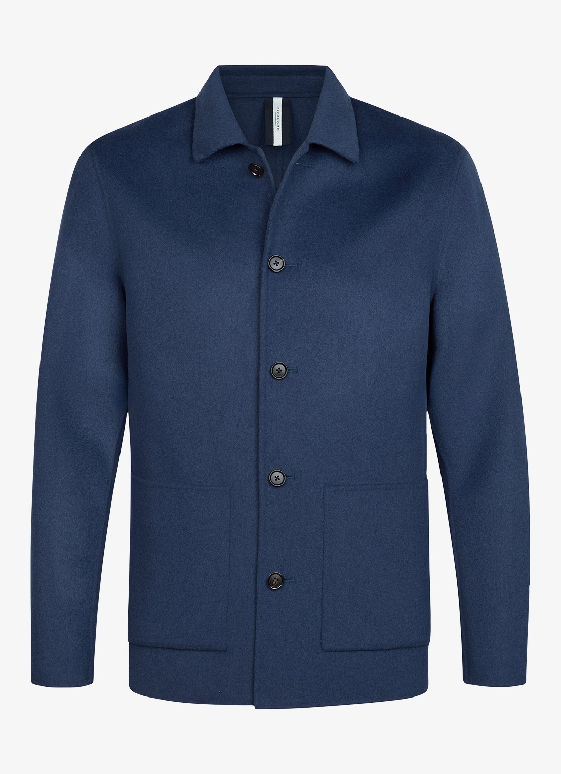 Profuomo Regular fit overshirt van wol met opgestike zakken - voorkant 2 blauw