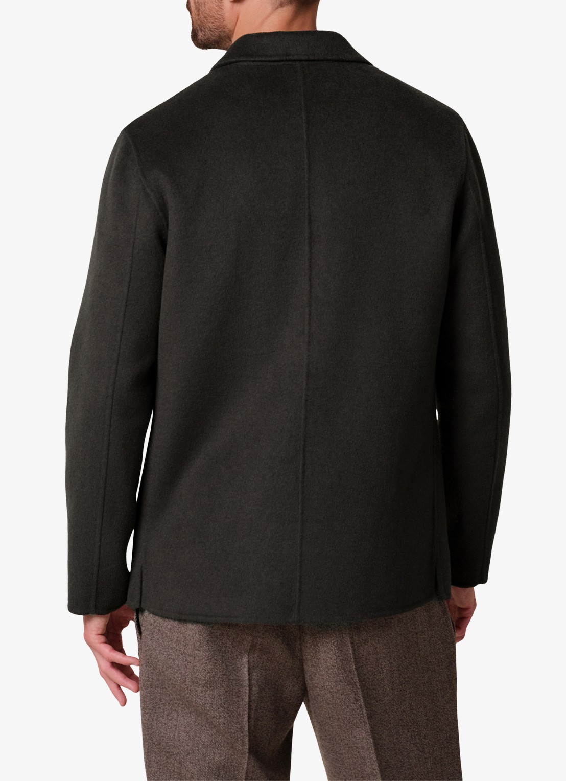 Profuomo Regular fit overshirt van wol met opgestike zakken - achterkant 6 donkerbruin