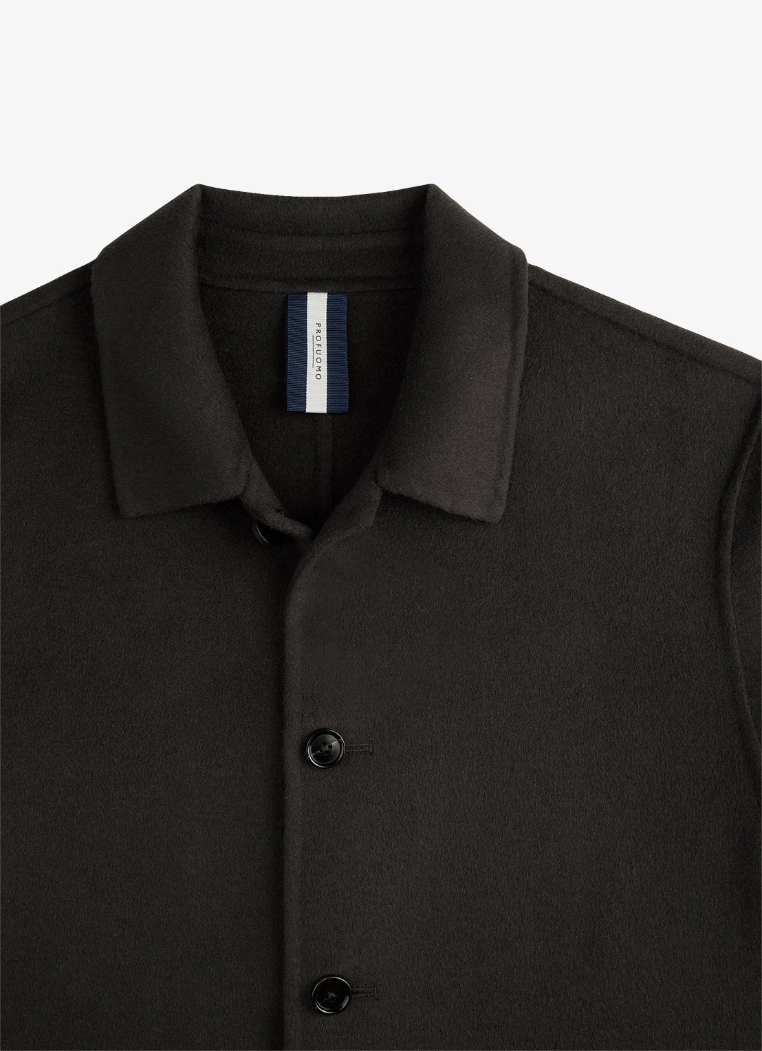 Profuomo Regular fit overshirt van wol met opgestike zakken - detail 4 donkerbruin