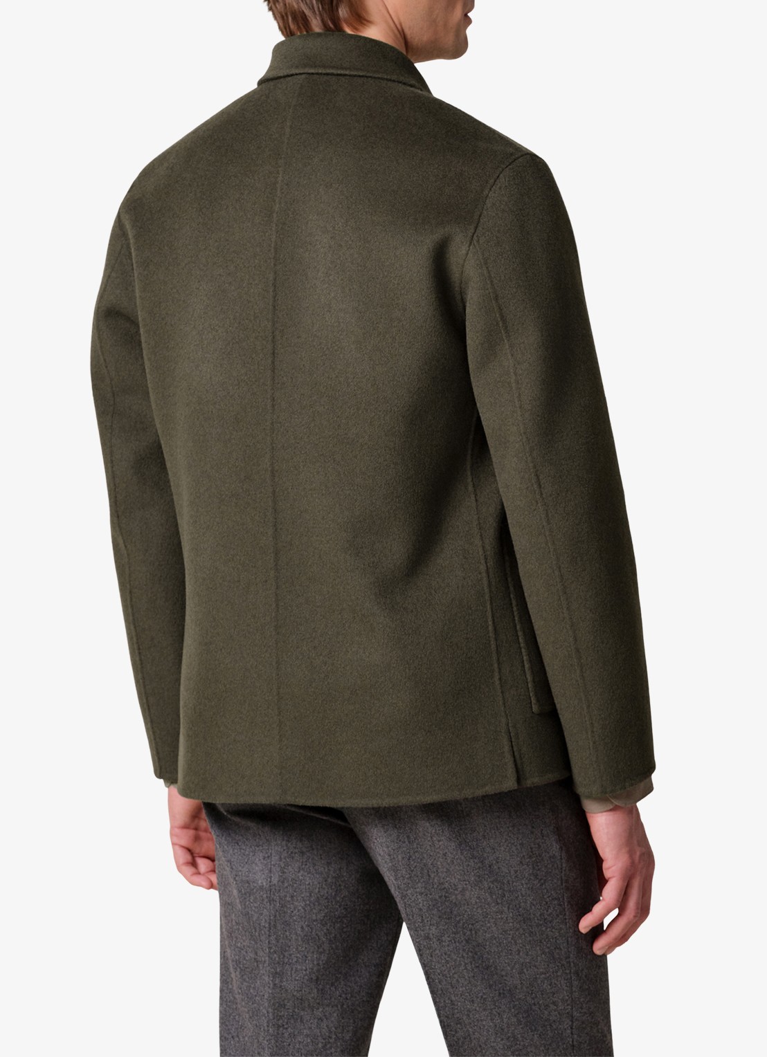 Profuomo Regular fit overshirt van wol met opgestike zakken - achterkant 3 groen